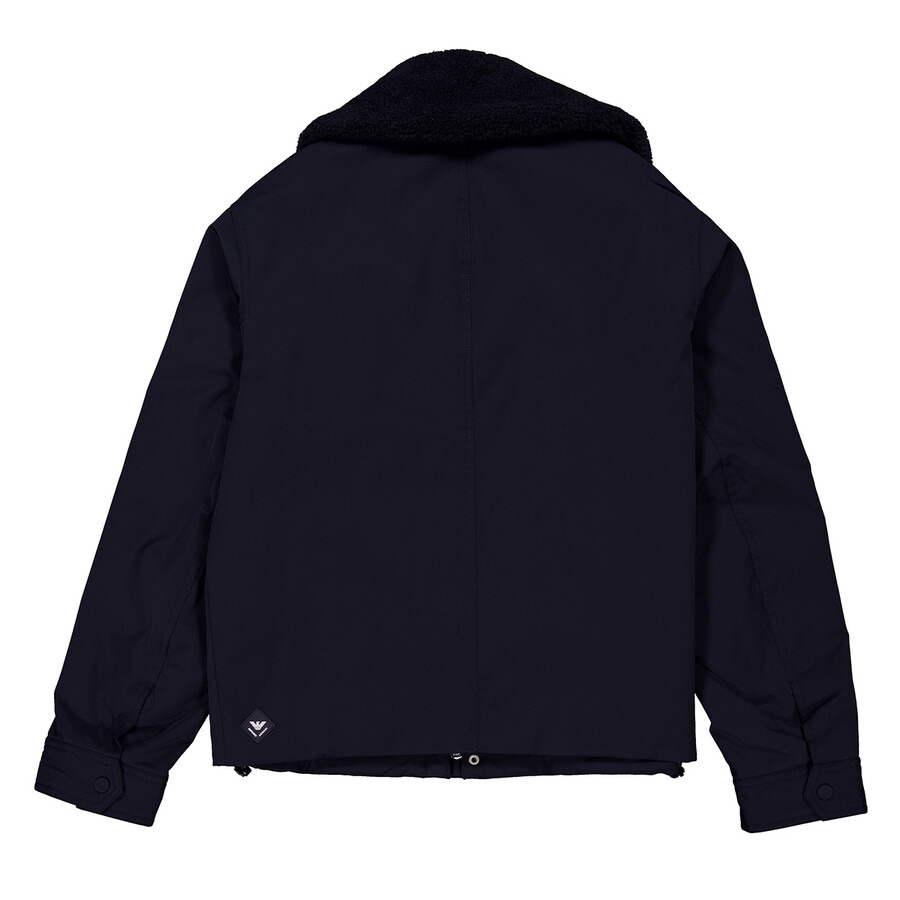 Emporio Armani Shearling Collar Nylon Twill Jacket - 6