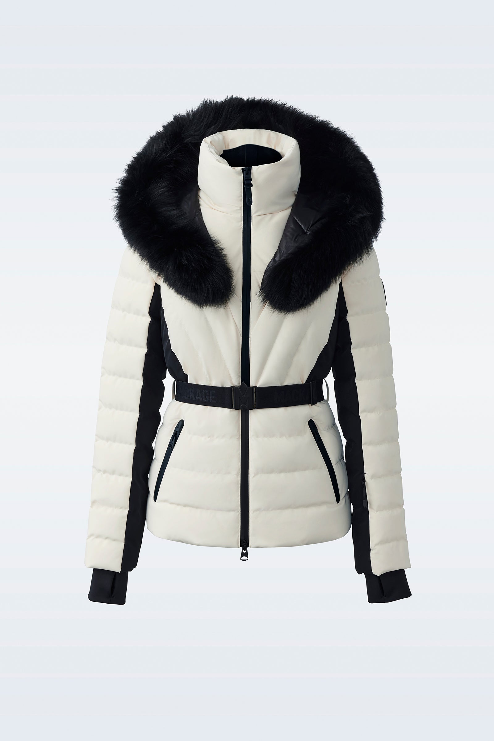 ELITA Down ski jacket with removable blue fox fur trim - 1