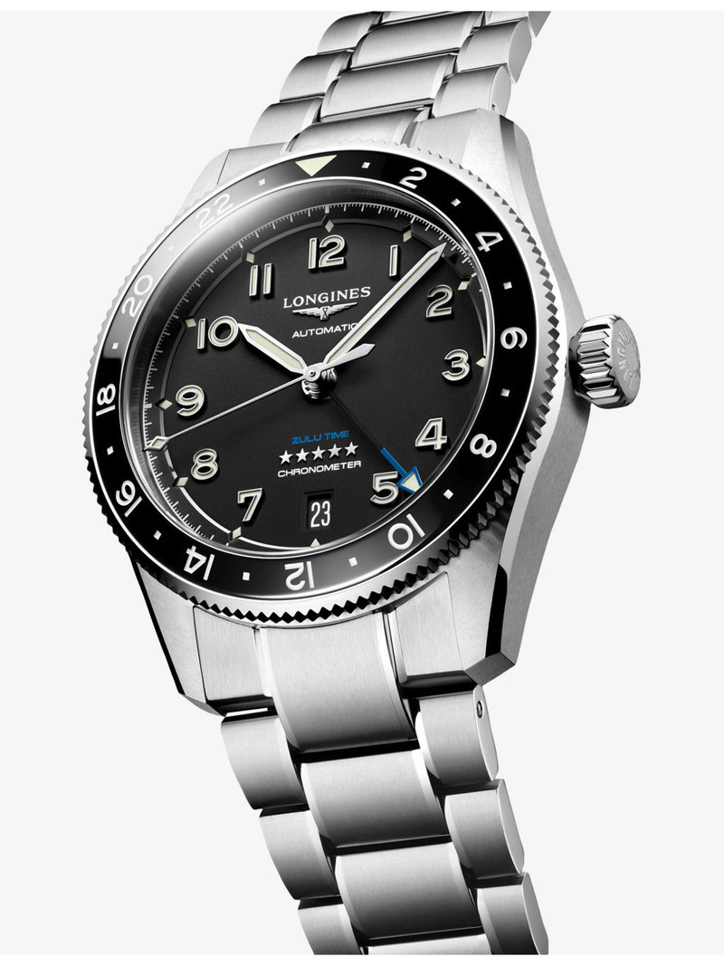 Longines L3.802.4.53.6 Spirit Zulu Time Ceramic Bezel Stainless-Steel Automatic Watch outlook