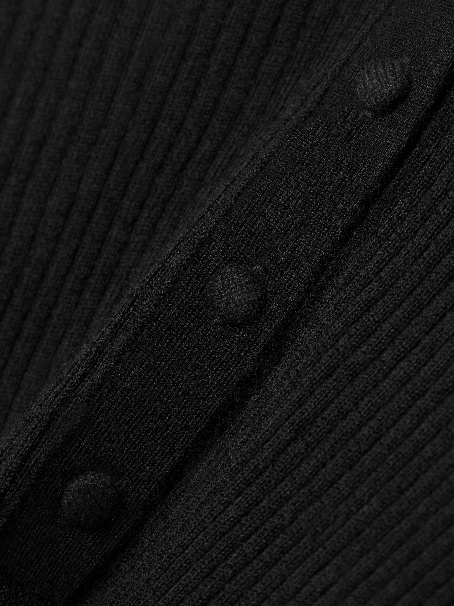 Maja ribbed organic cashmere polo shirt Black - 4