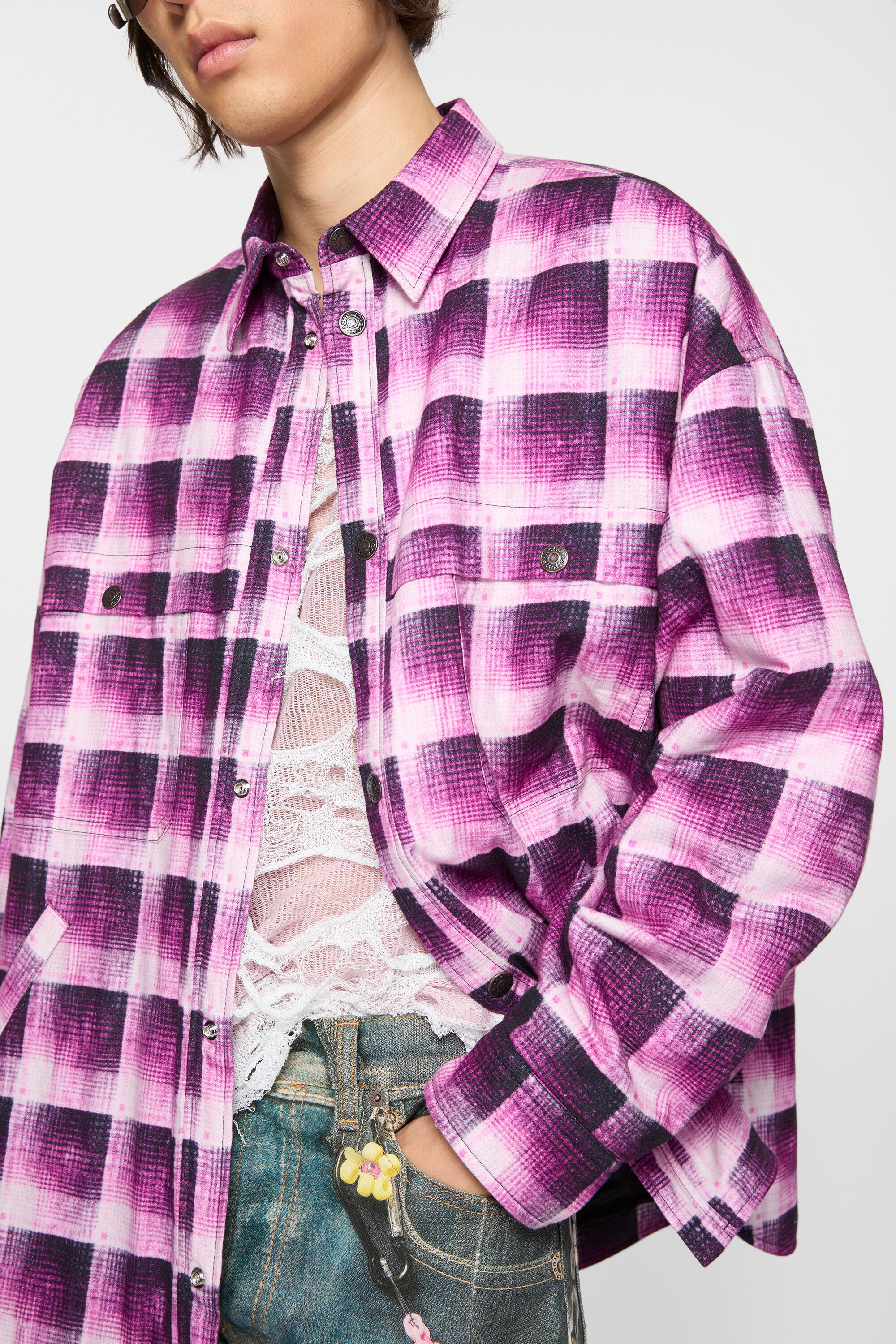 Check button-up shirt - Pink - 6