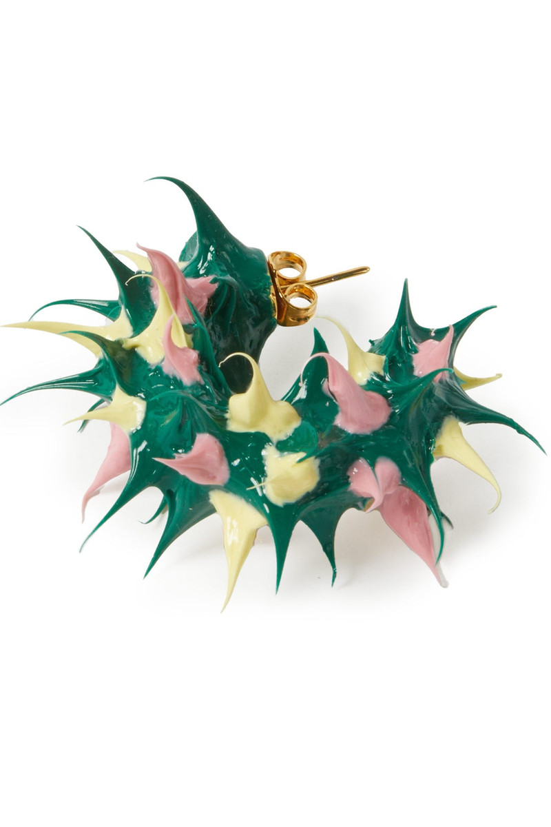 SUNNEI TUFT EARRINGS / pink & forest green outlook