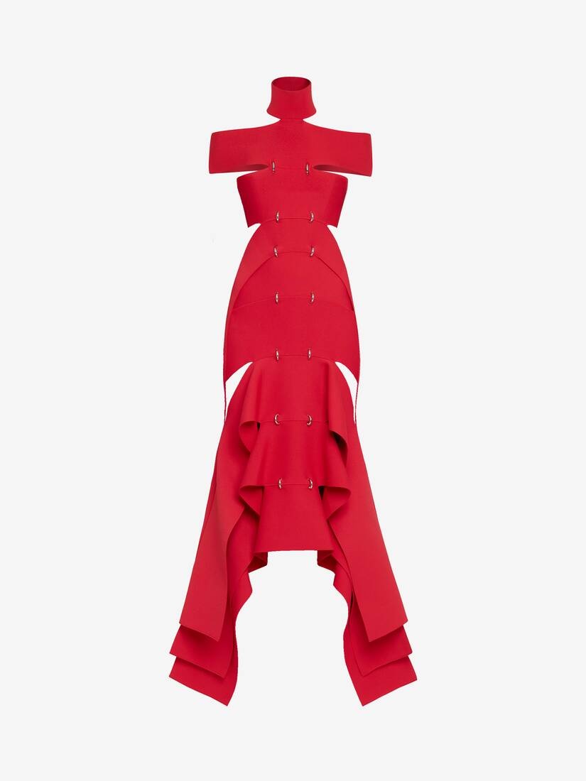 Women's Slashed Spine Dress in Lust Red - 1