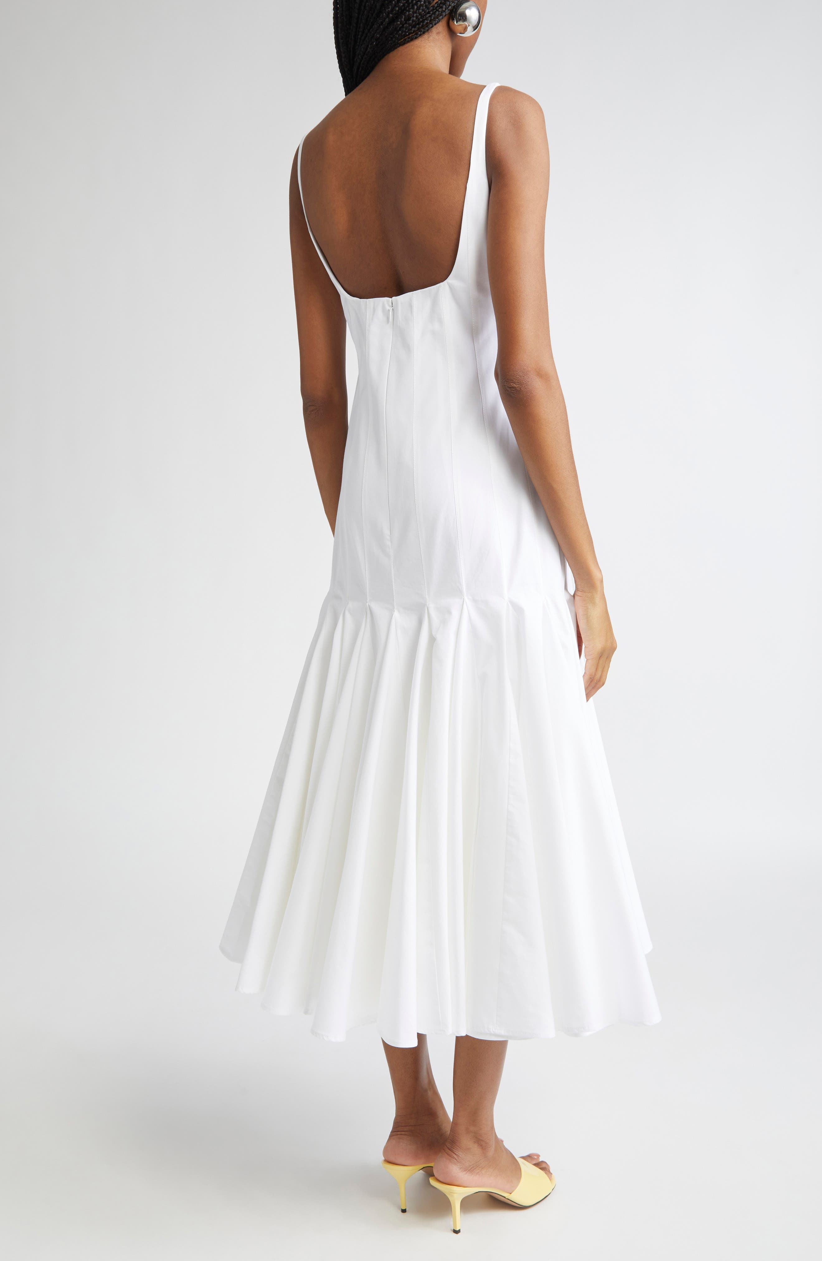 Jacquemus La Robe Agave Drop Waist Cotton Poplin Midi Dress in White at Nordstrom - 2