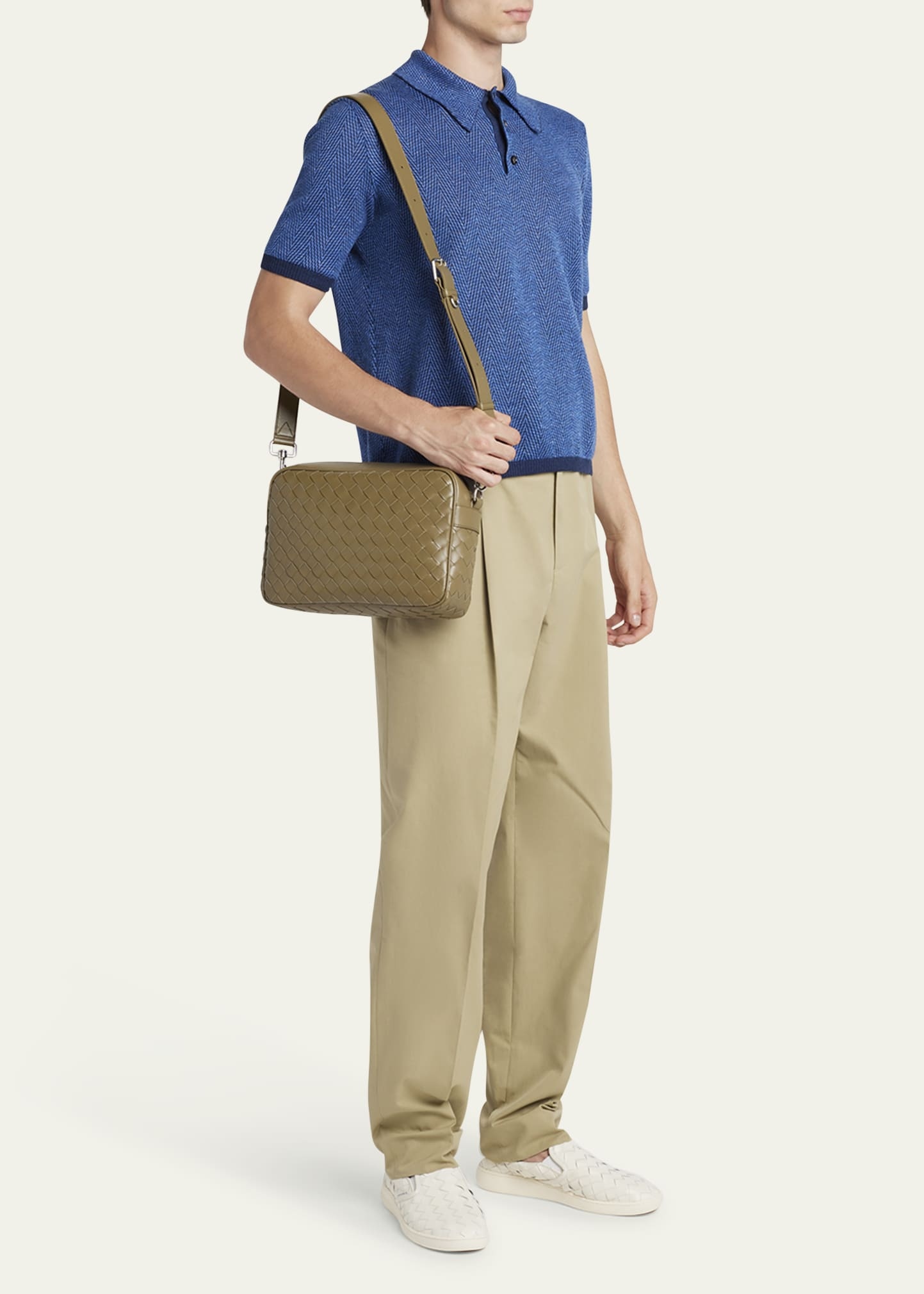 Men's Intrecciato Medium Crossbody Bag - 5