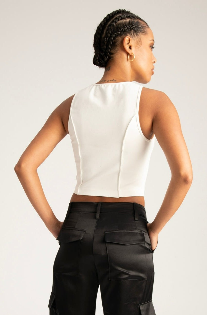 WHITE AUDREY PINTUCK TOP - 5
