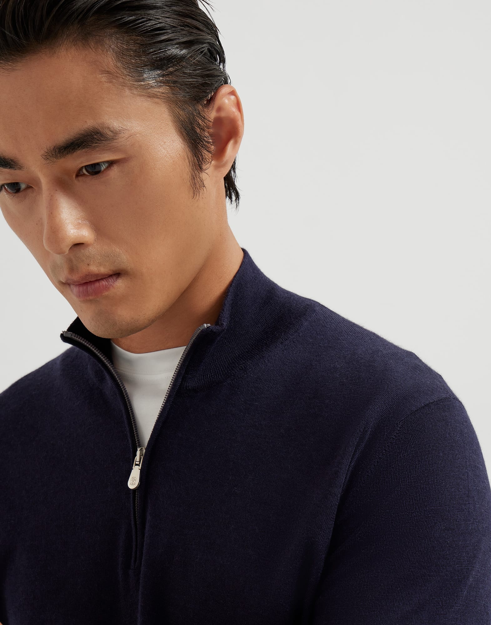 Virgin wool and cashmere lightweight sweater with half-zip - 3