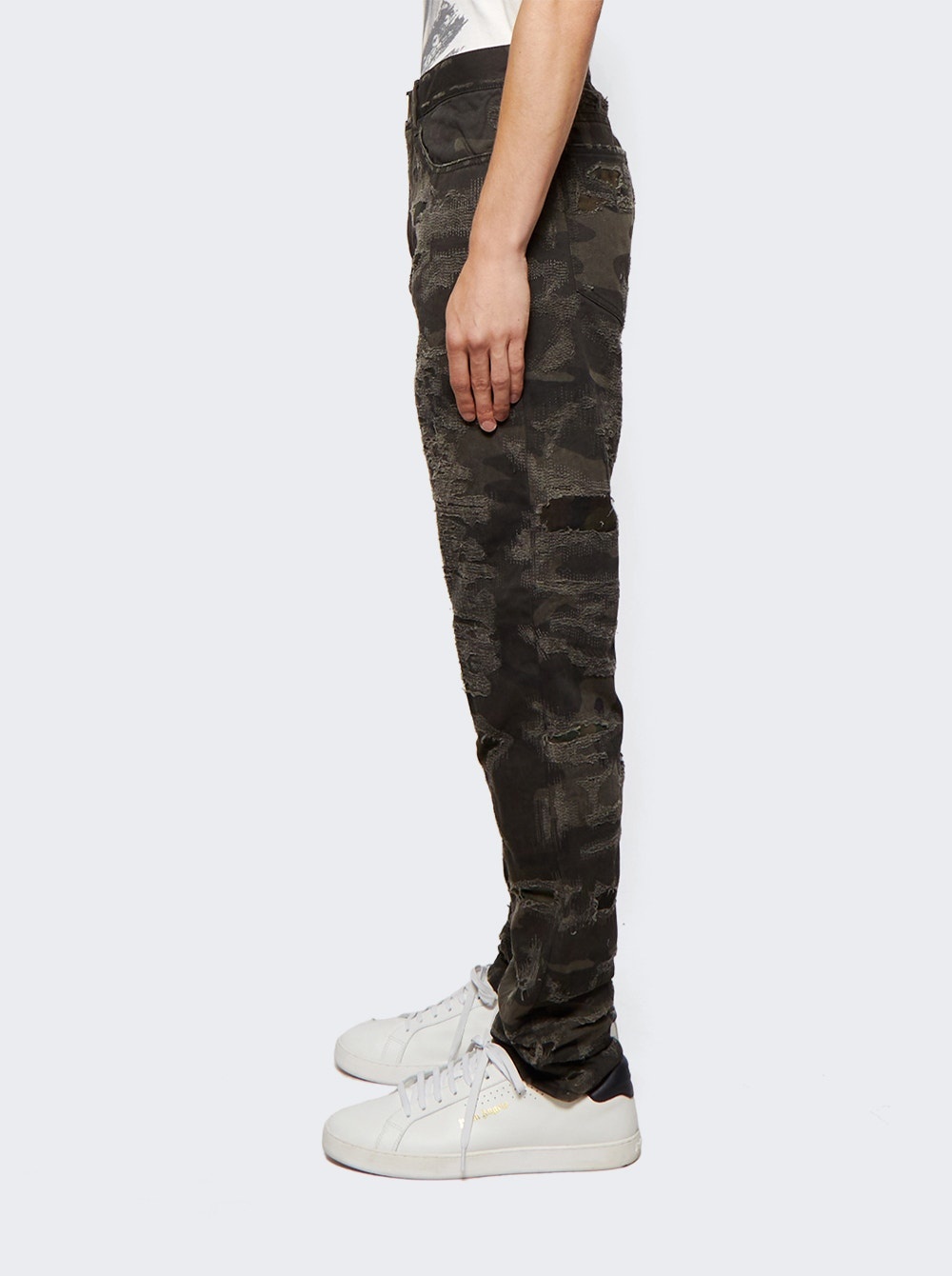 Leg Yoked Slim Fit Denim Trousers Khaki Brown - 4