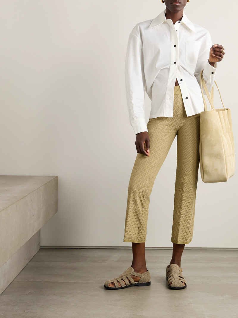 HIGH SPORT Kick It Cropped Cotton-blend Jacquard Flared Pants outlook