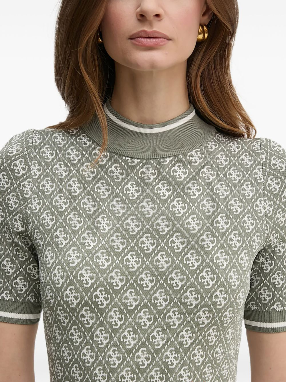 logo-pattern short-sleeve mini dress - 4