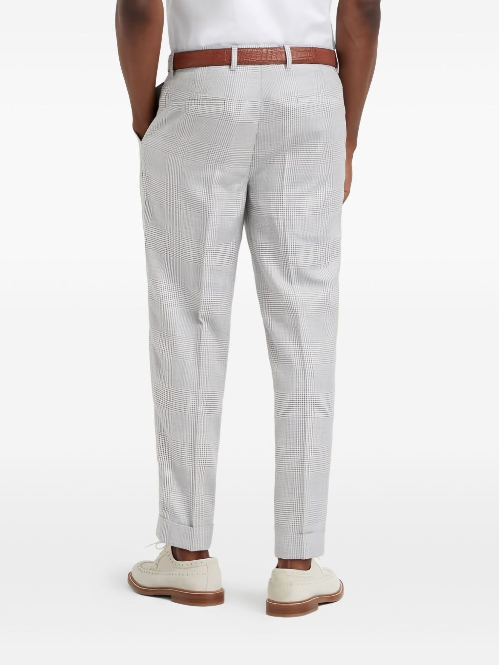 pleated check-pattern trousers - 3