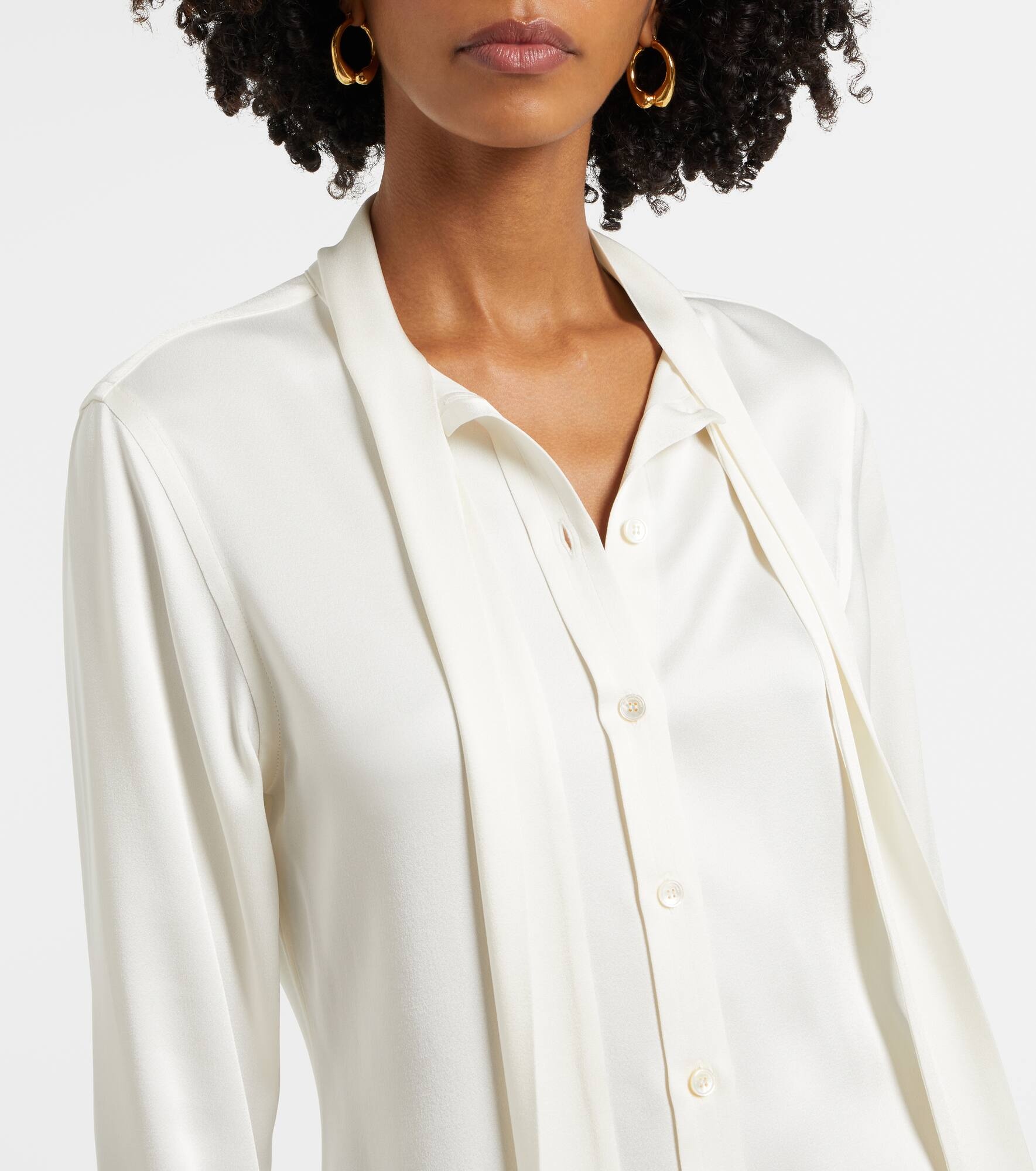 Tie-neck satin blouse - 6