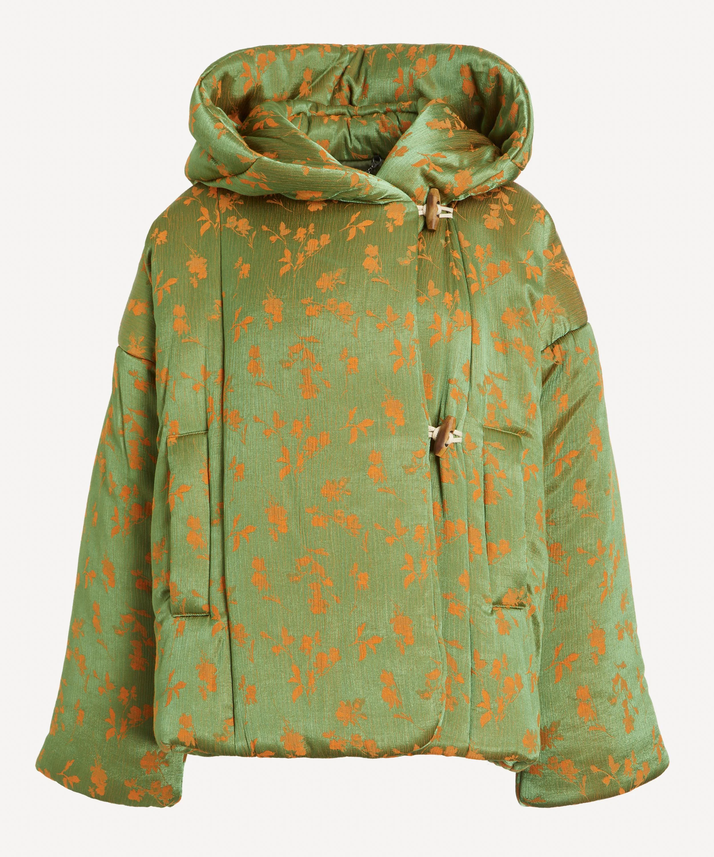 Floral Jacquard Puffer Jacket - 1