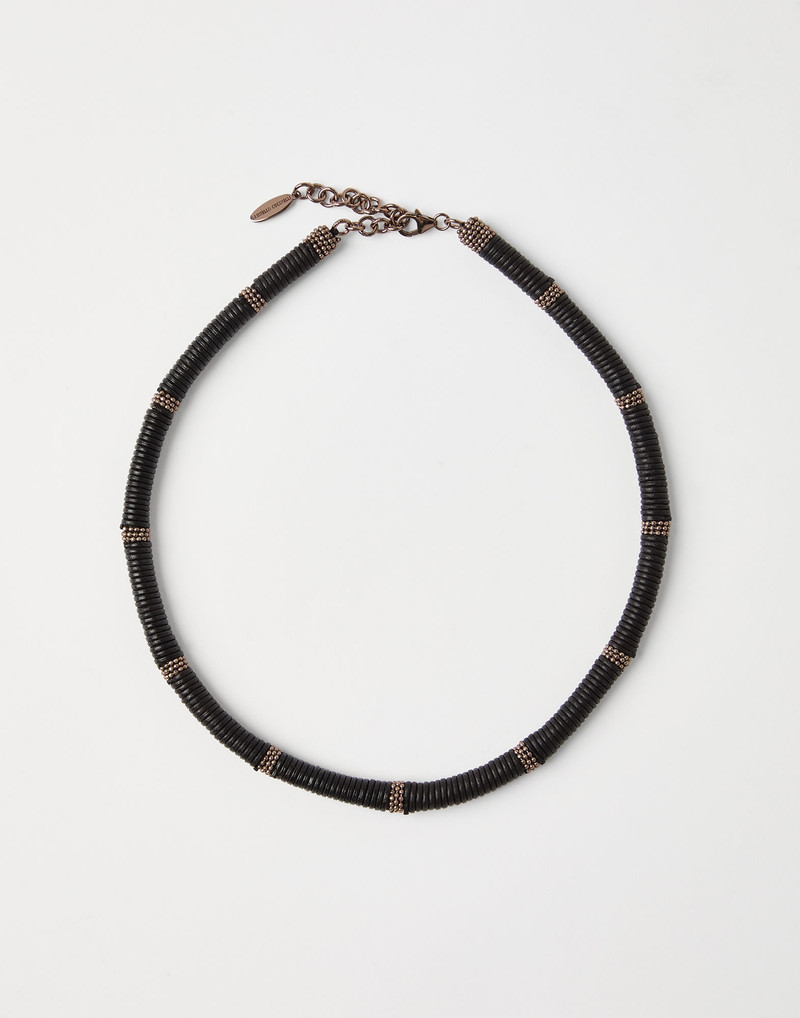 Wrapped leather necklace with monili 1
