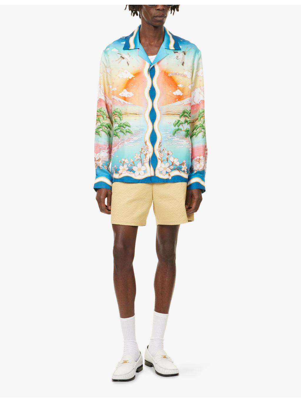 Cuban-Collar Graphic-Pattern Silk Shirt - 2