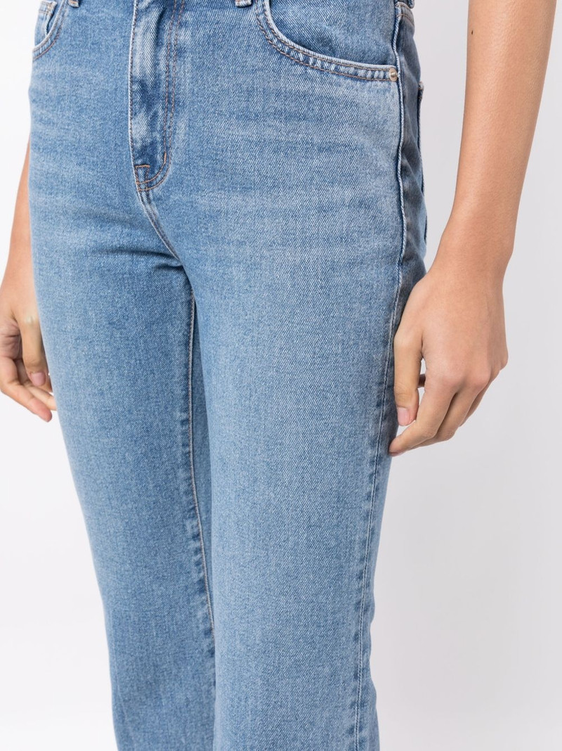faux-pearl embellished mid-rise cropped jeans 5