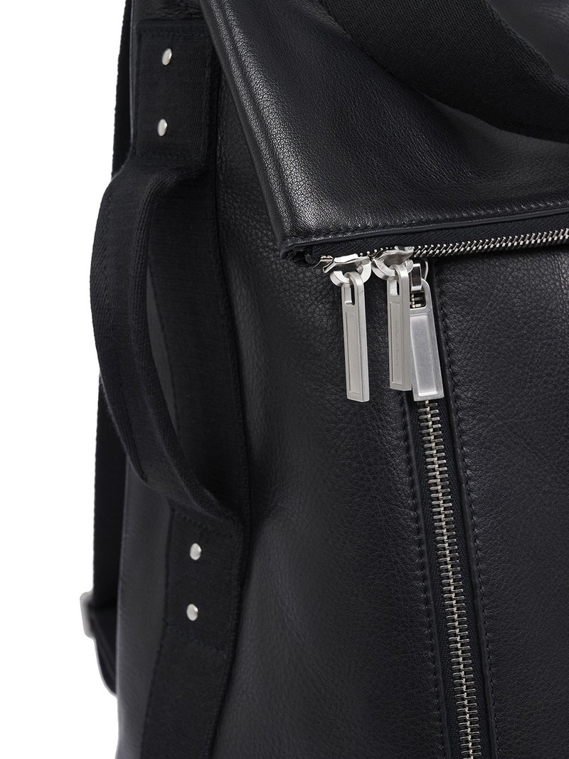 Black Leather Cargo Backpack 5