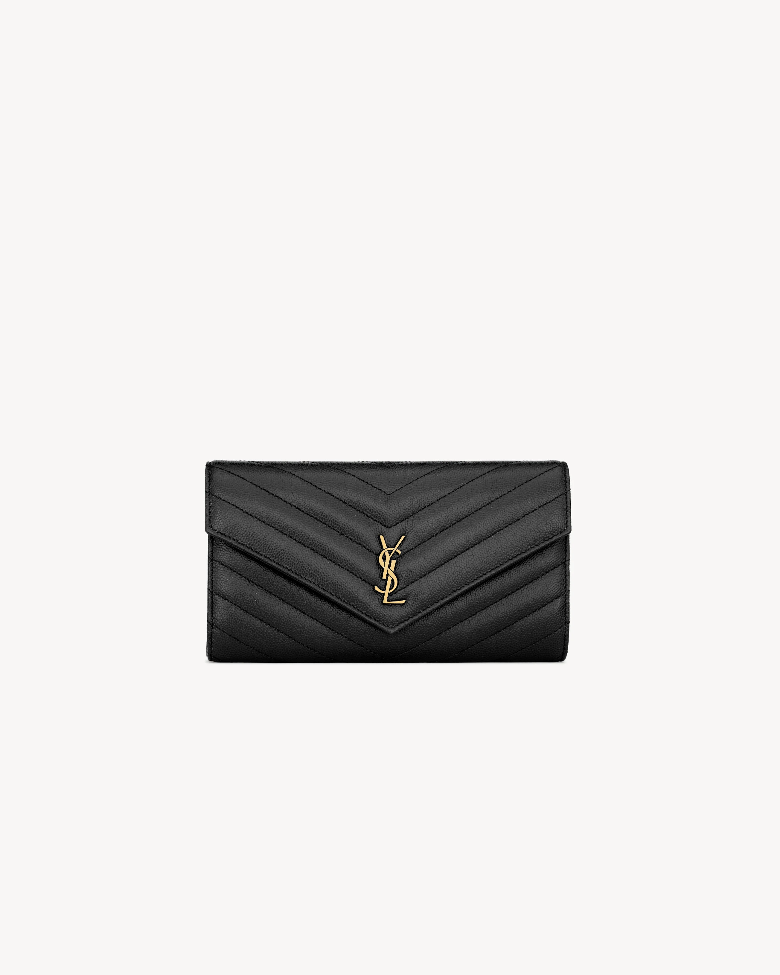 CASSANDRE MATELASSÉ LARGE FLAP WALLET IN GRAIN DE POUDRE LEATHER - 1