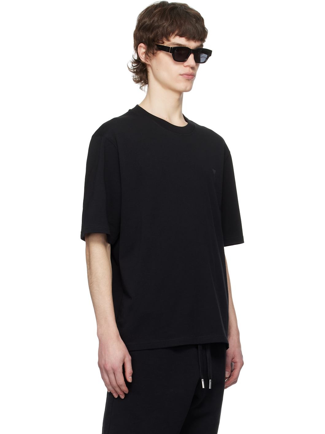 Black Cotton Tonal Ami de Coeur T-shirt - 2