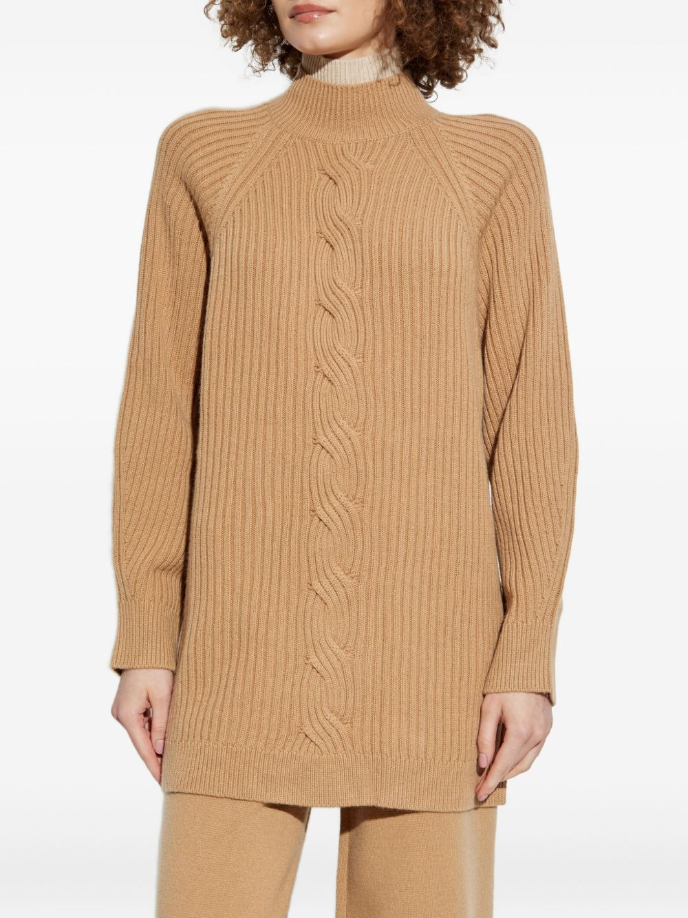 cable-knit high-neck jumper - 3