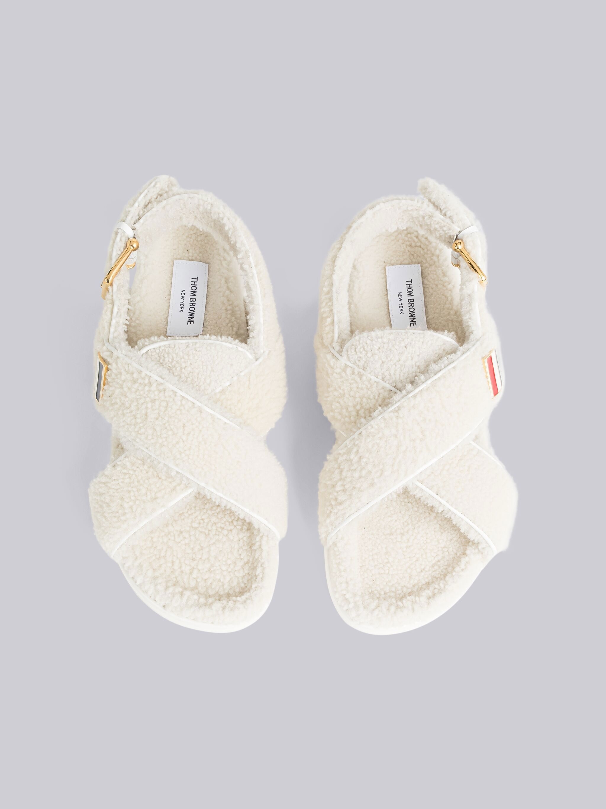 shearling RWB buckle sandals - 4