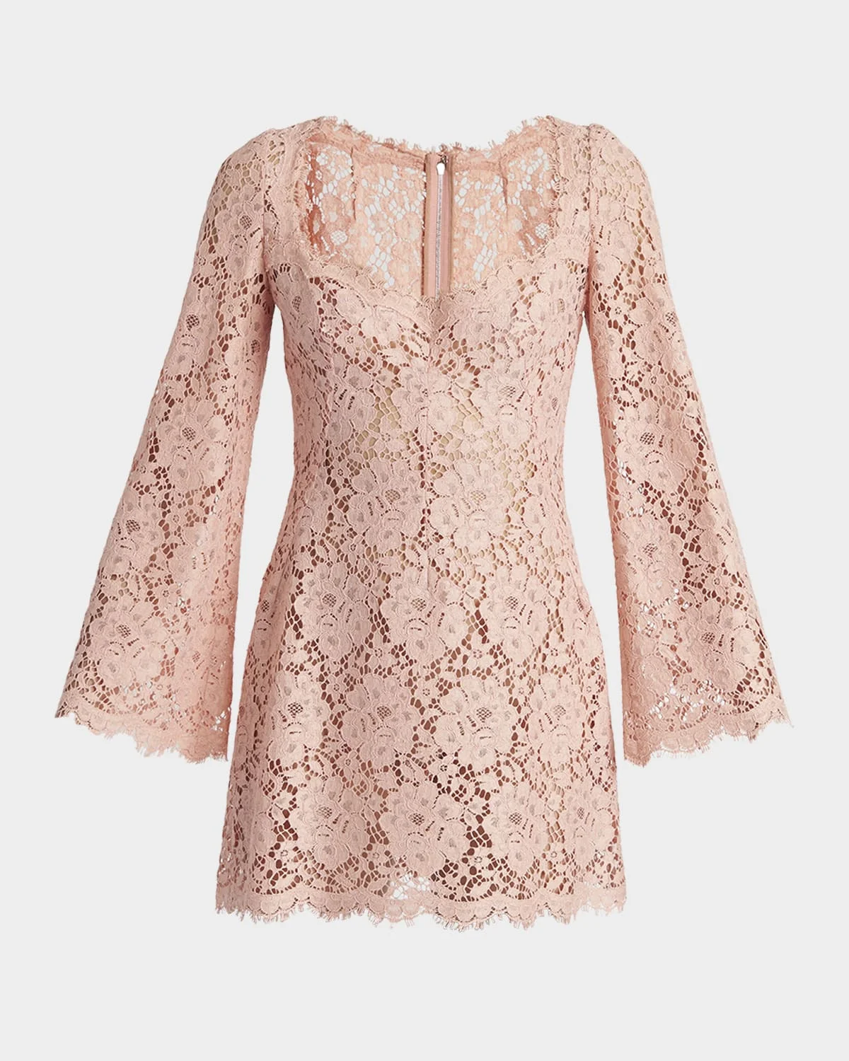 Guipure Lace Long-Sleeve Mini Dress - 1