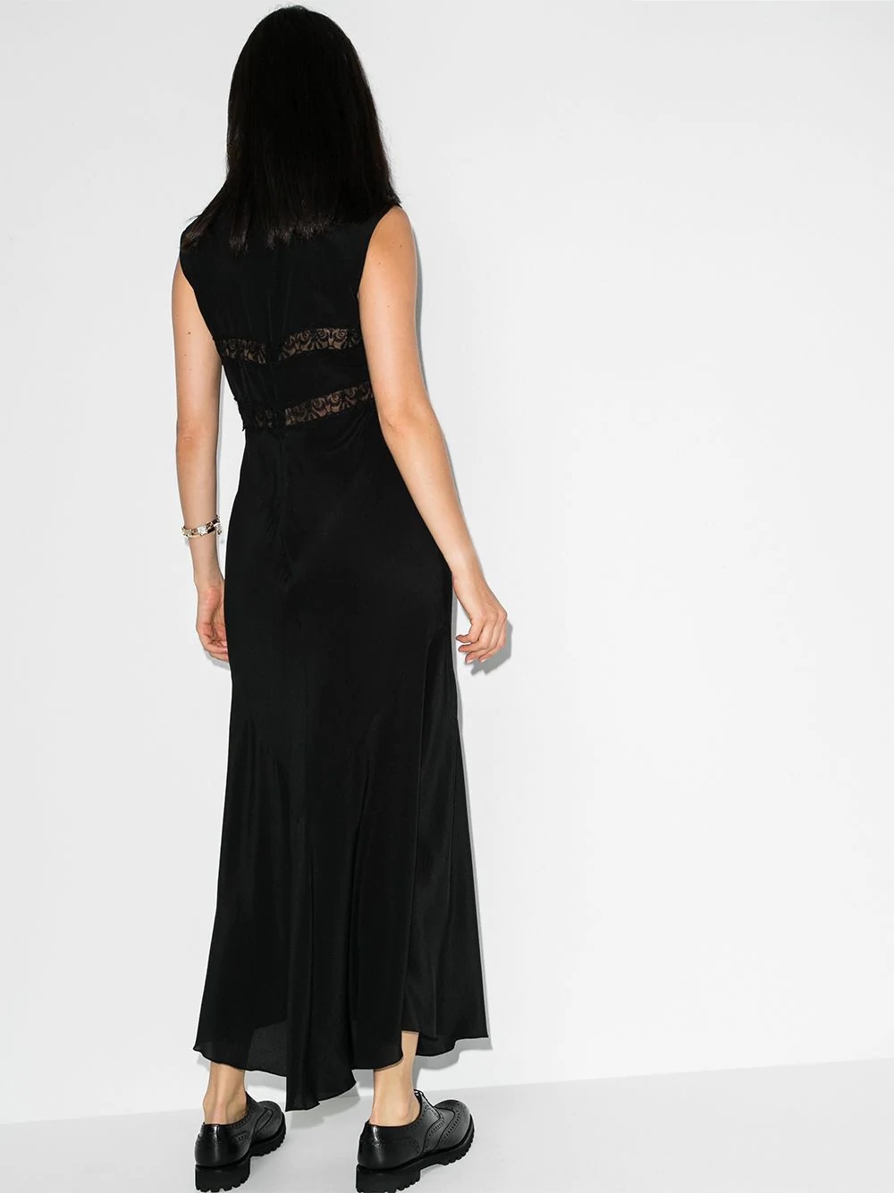 lace-insert midi slip dress - 3