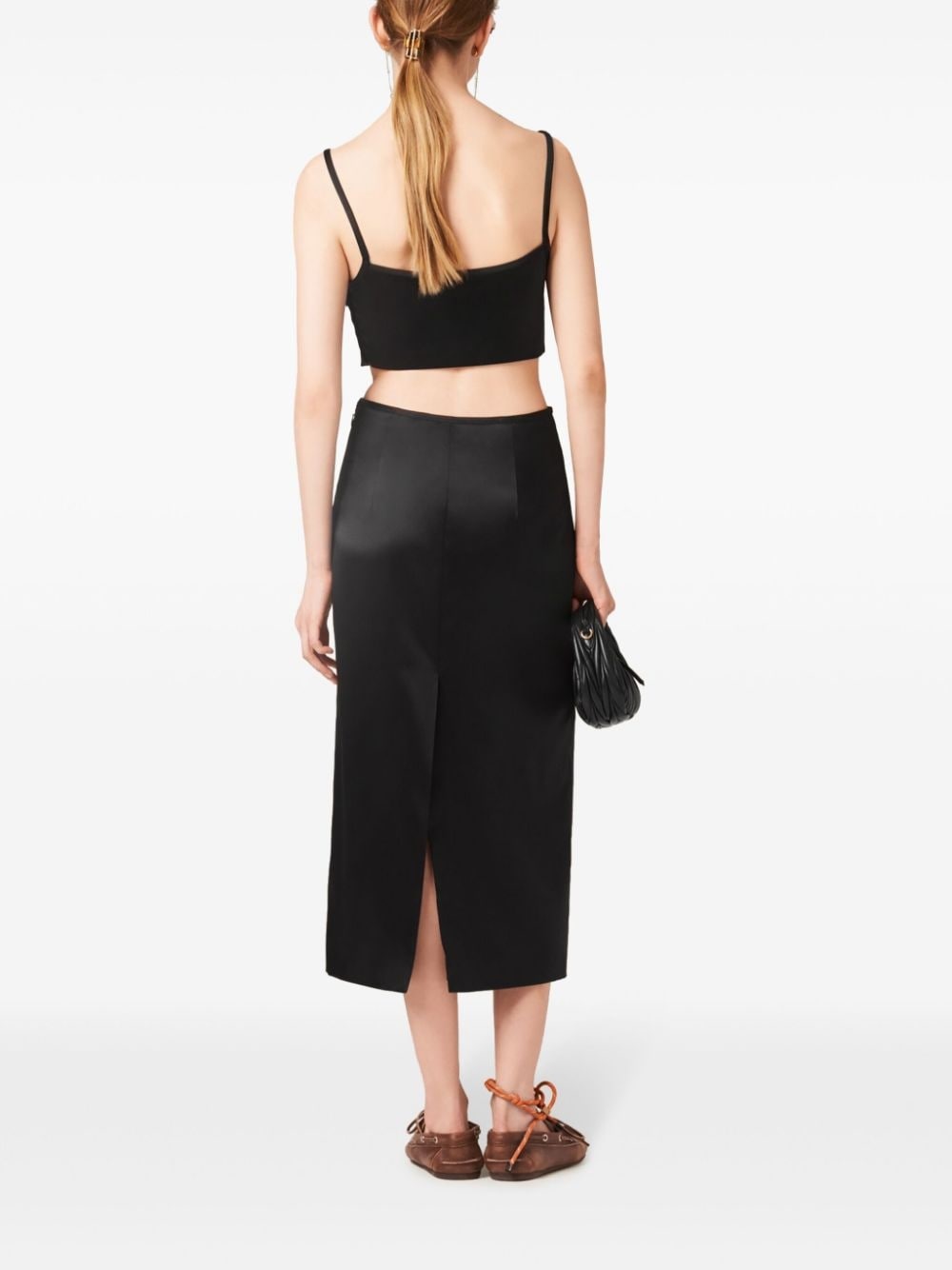 high-waist midi silk skirt - 3
