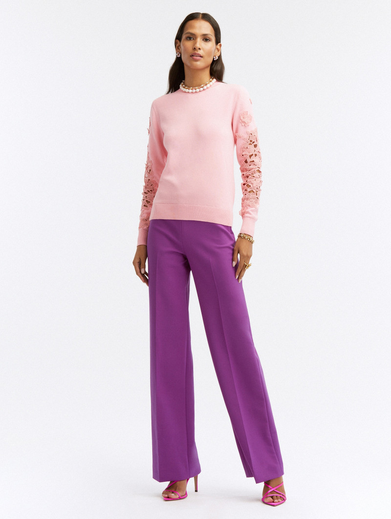 Oscar de la Renta GUIPURE LACE LONG SLEEVE PULLOVER outlook
