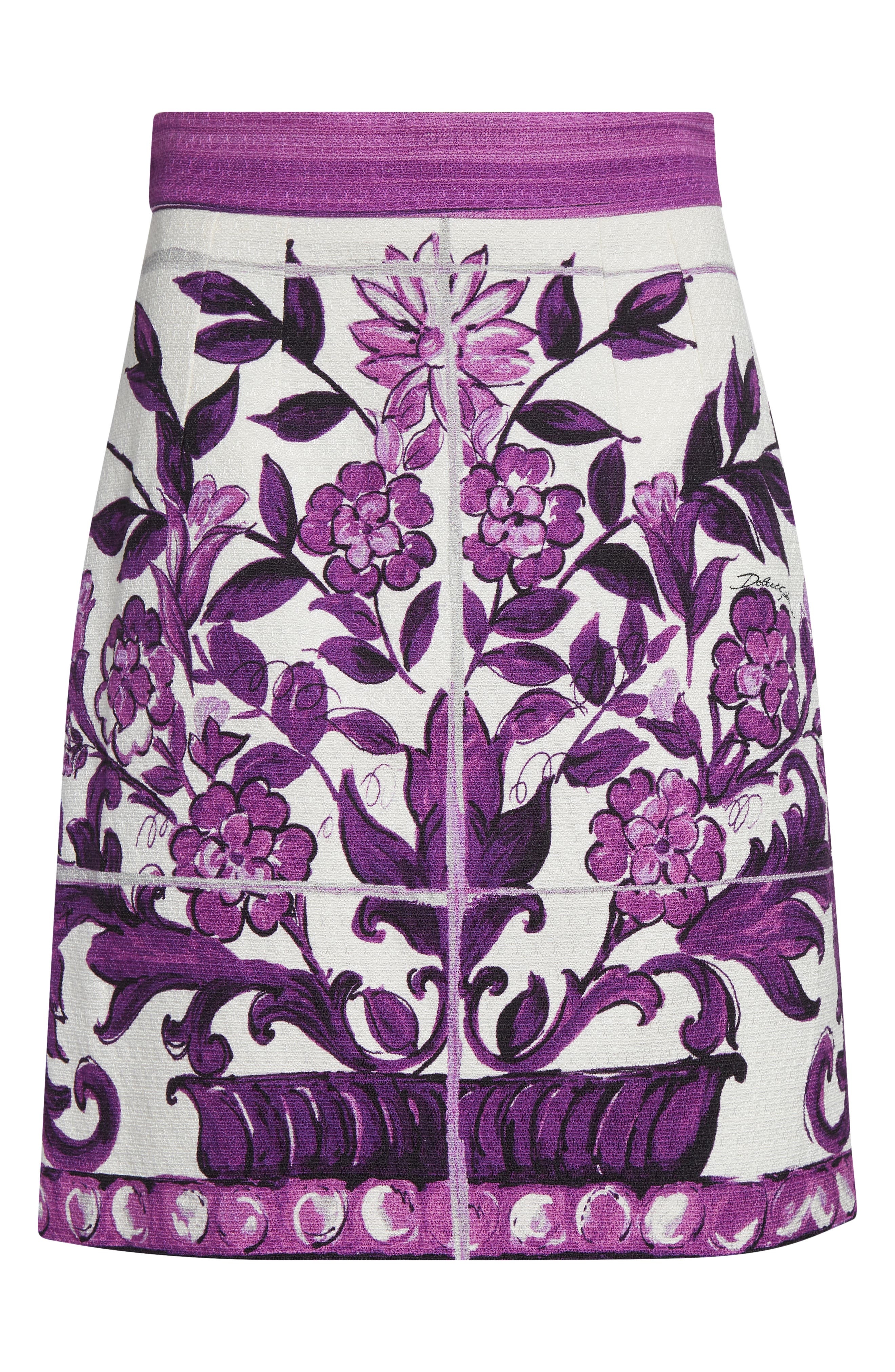 Dolce&Gabbana Majolica Print A-Line Skirt in Ip3Tn Mix Maiolica Viola at Nordstrom - 6