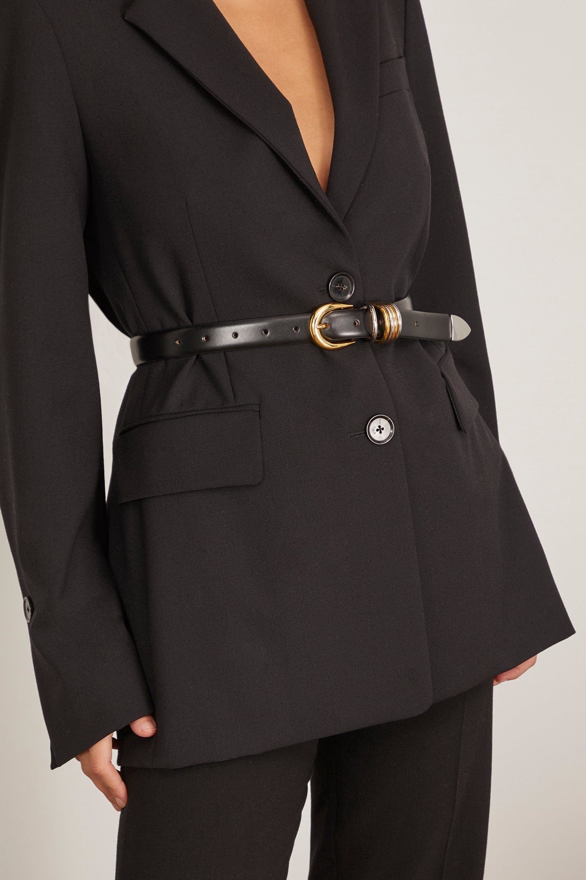 Hollyhock Mixed Metal Belt in Black/Silver/Gold - 2