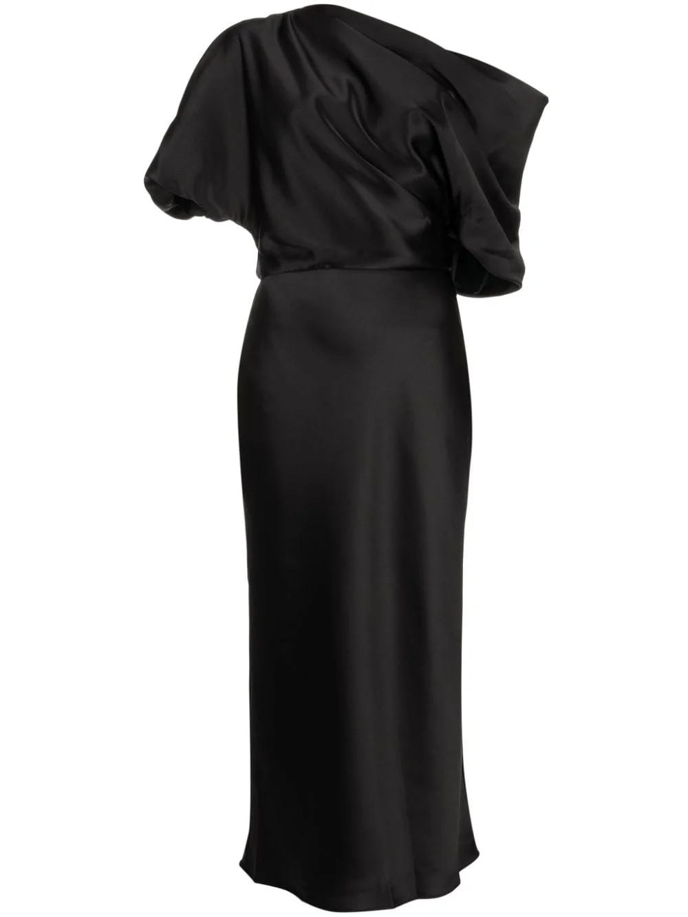 off-shoulder draped midi dress - 1