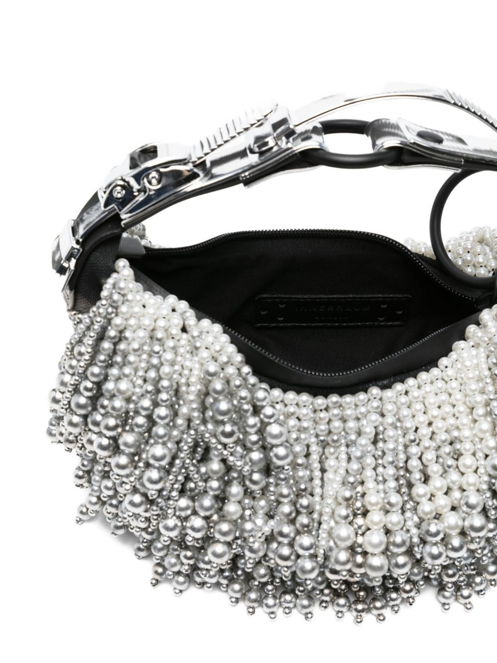 pearl-embellished buckle shoulder bag - 5