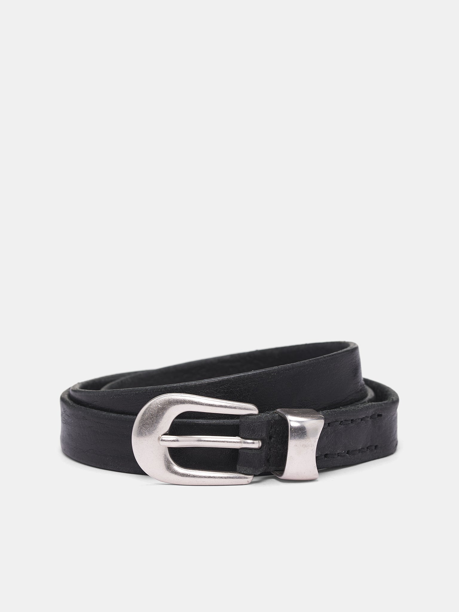 2cm Black Leather Belt - 1