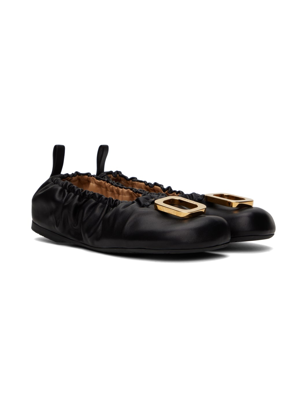 Black Buckle Ballerina Flats - 4