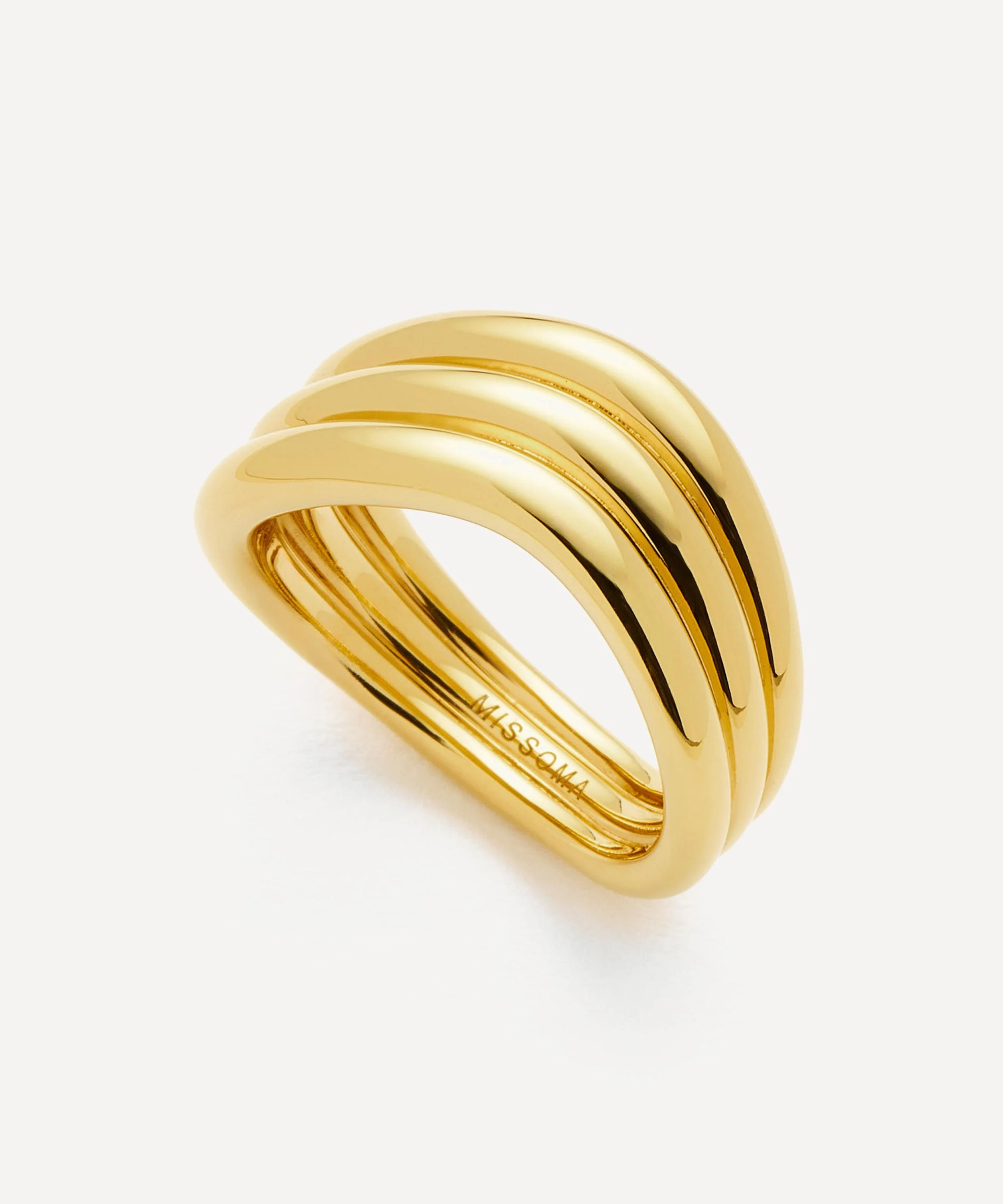 X Savi 18ct Gold-Plated Signature Triple Ring - 1