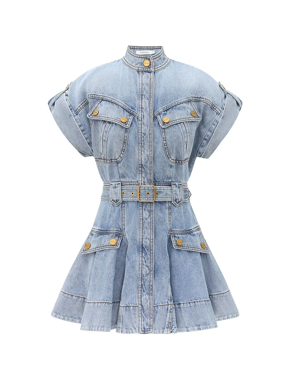 DENIM UTILITY MINI DRESS - 1