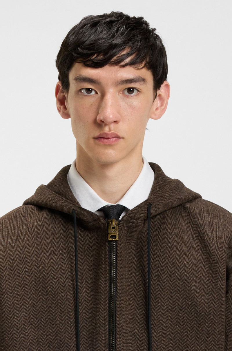 MODERN-FIT HOODED JACKET IN HERRINGBONE CLOTH 5