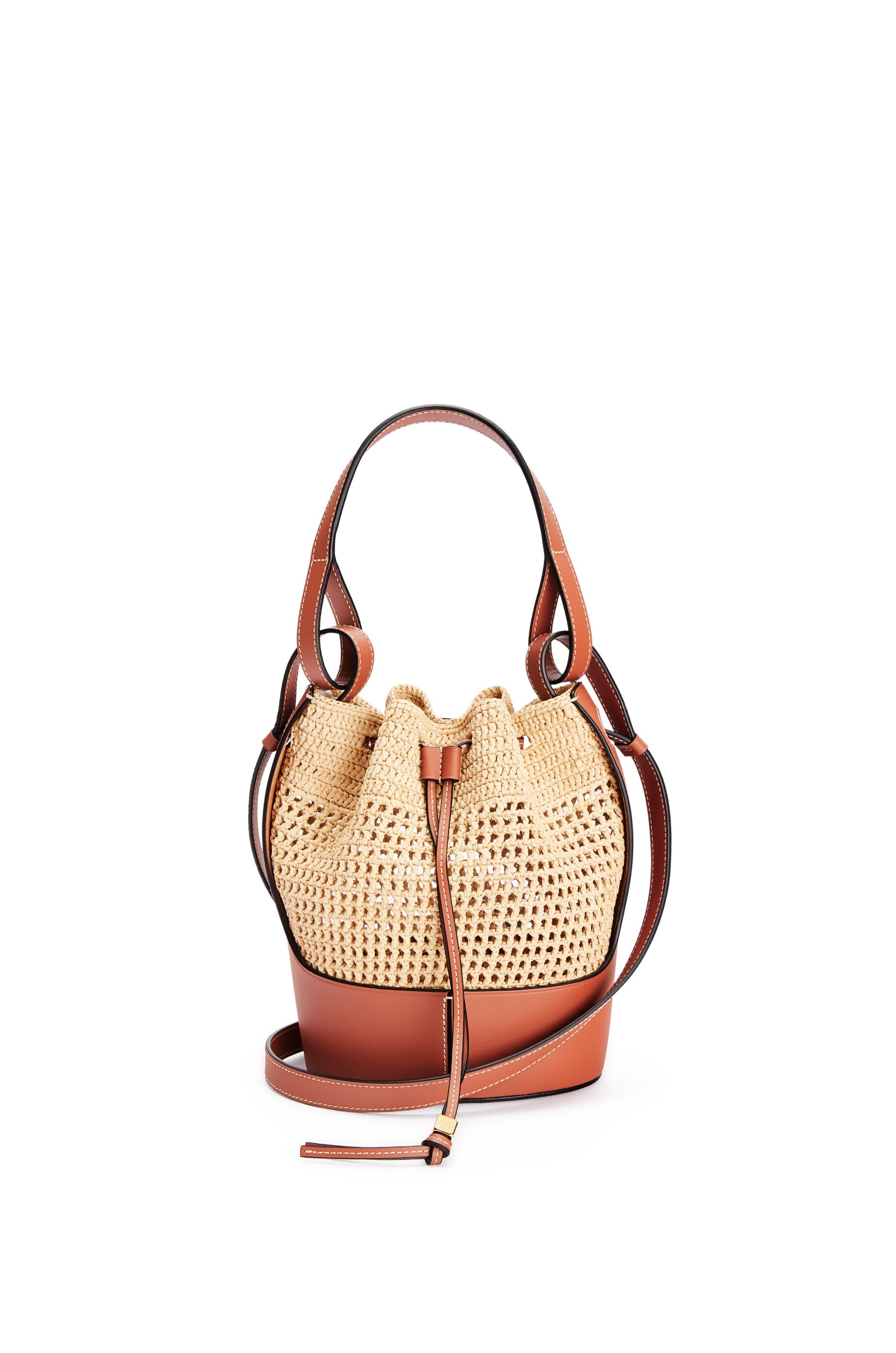 Small Balloon bag in raffia and calfskin - 1