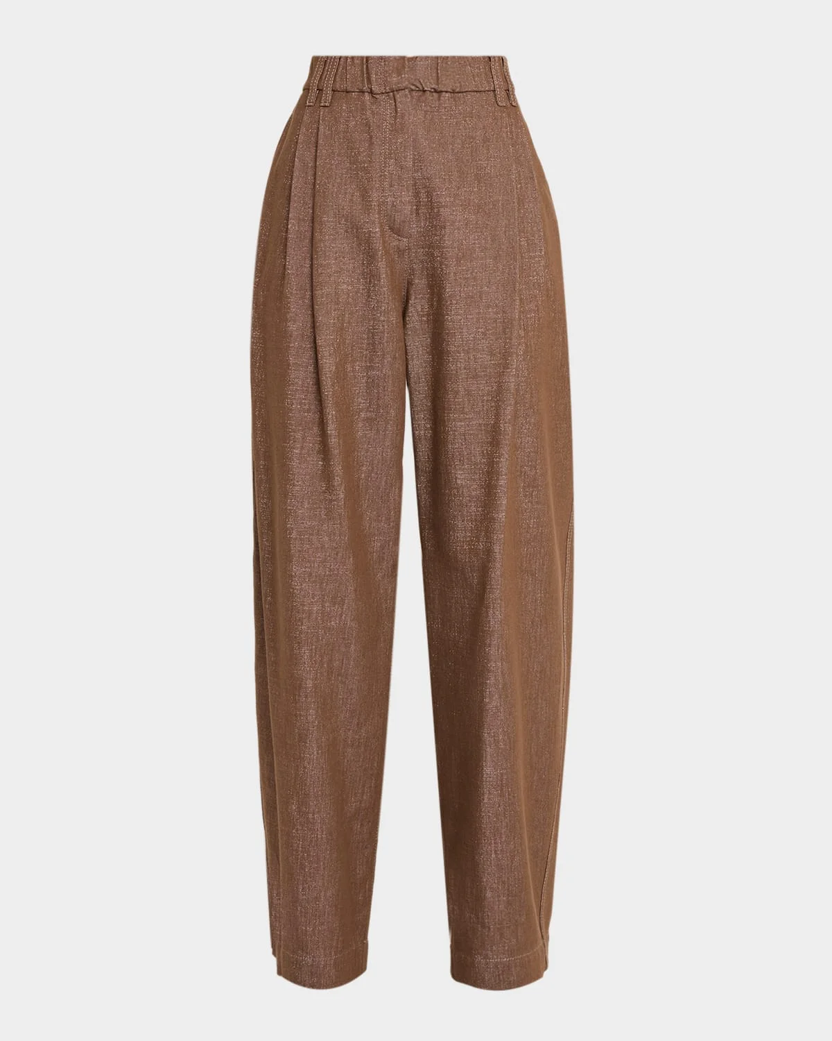Sparkling Denim Pleated Straight-Leg Trousers - 1