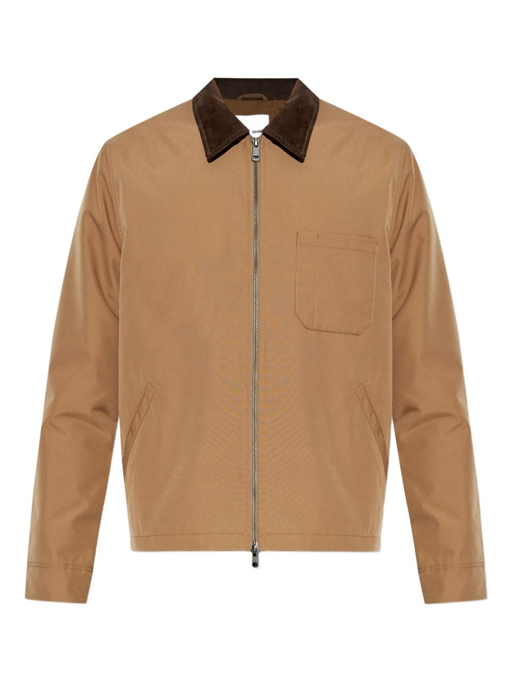 corduroy-collar zip-front jacket - 1