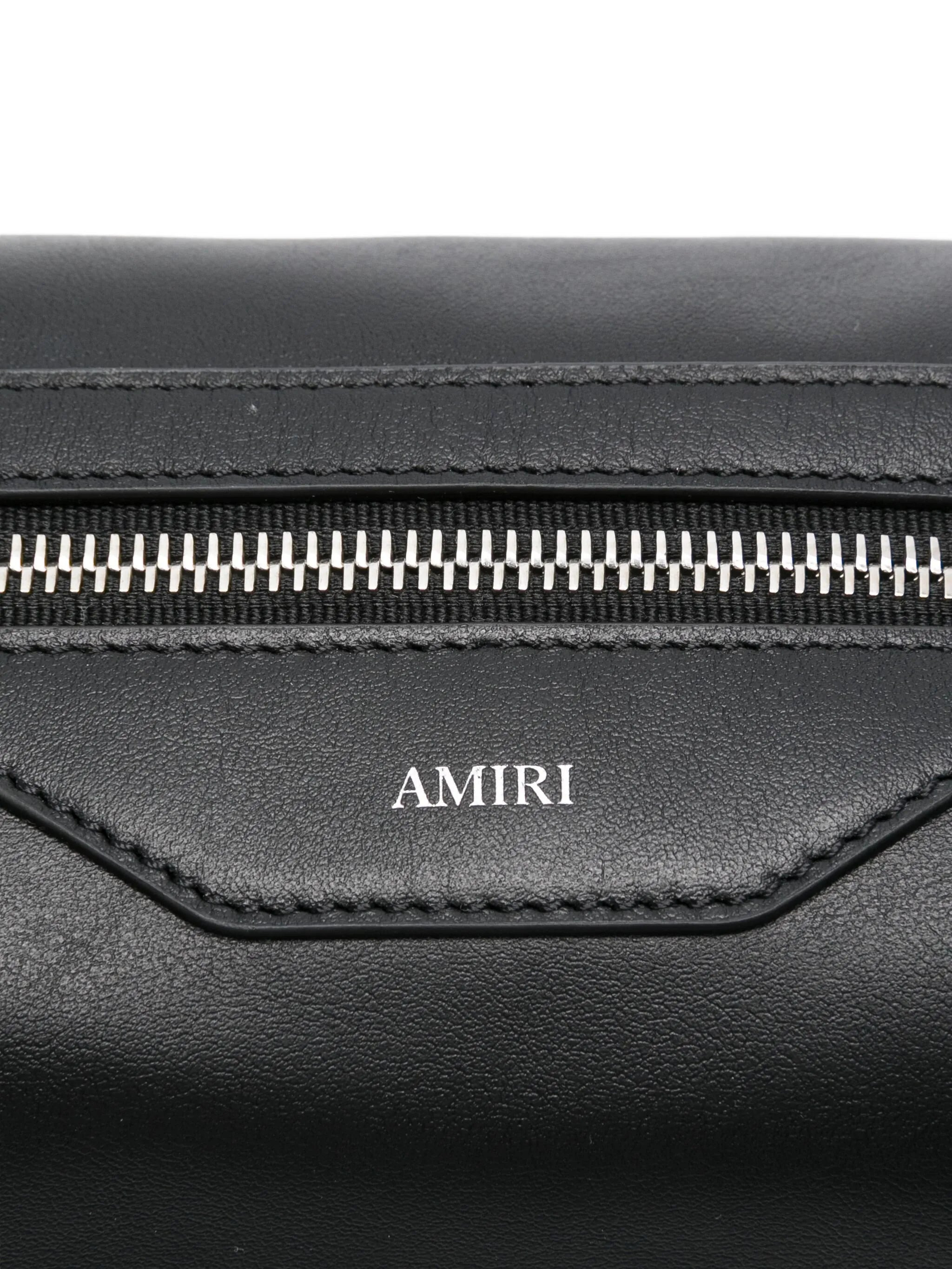 logo-appliqué leather wash bag - 3