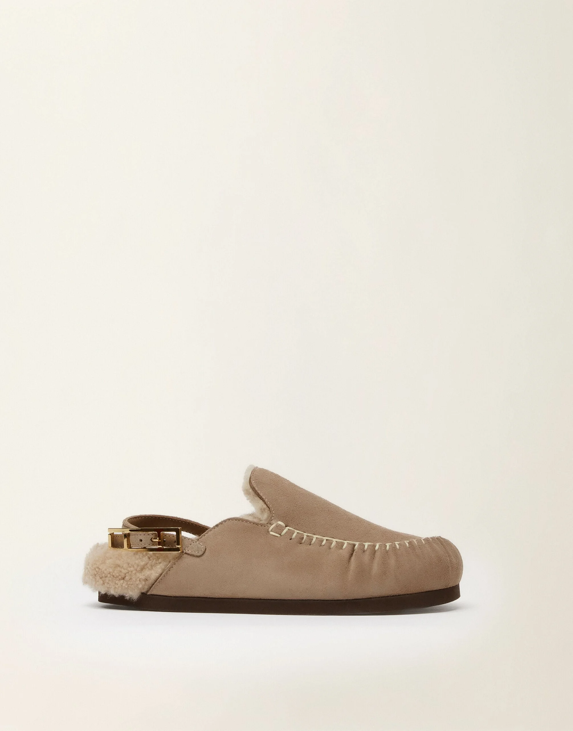 Shearling-lined suede slippers - 1