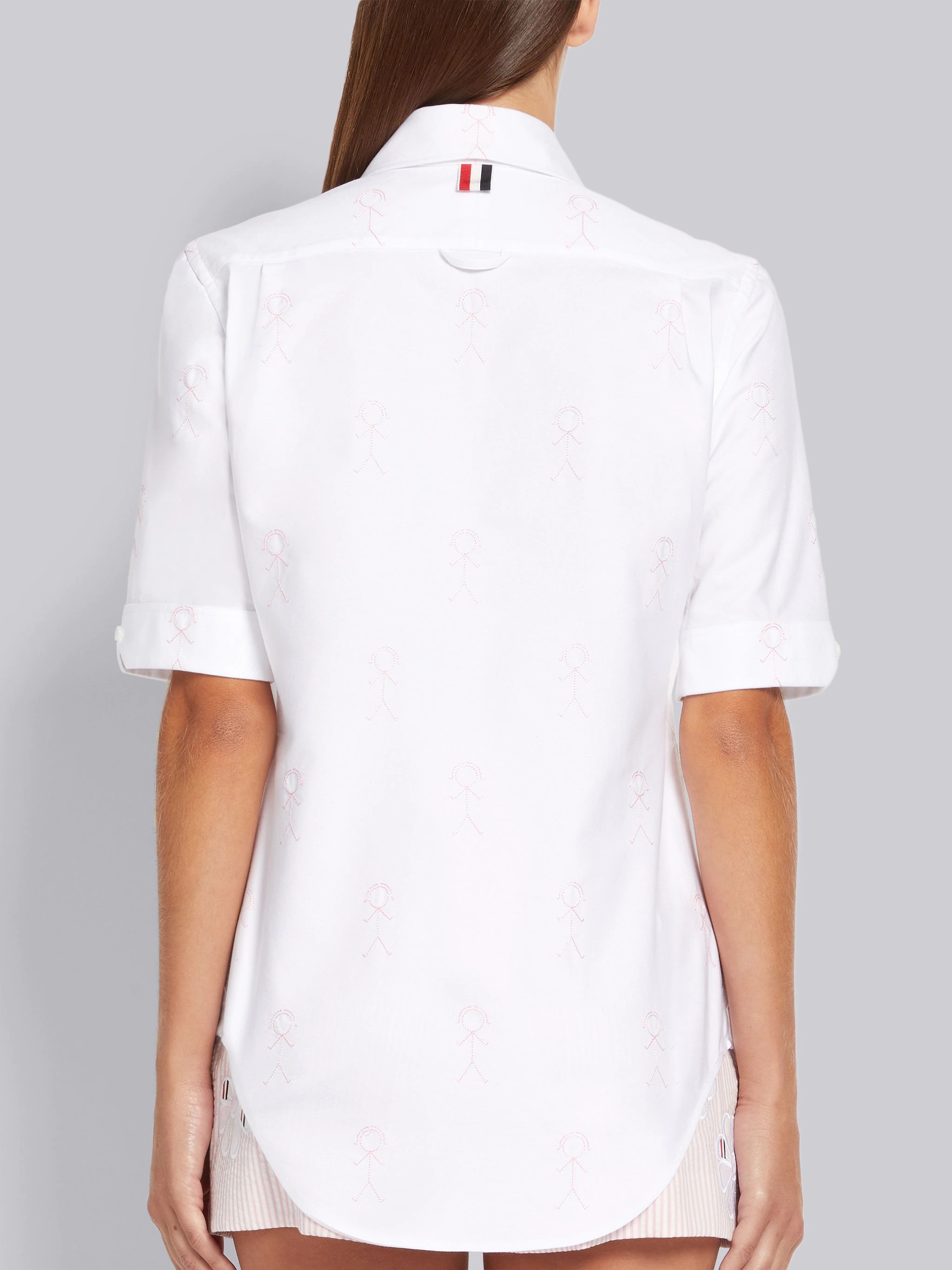White Oxford Mrs. Thom Half Drop Round Collar Classic Short Sleeve Shirt - 4