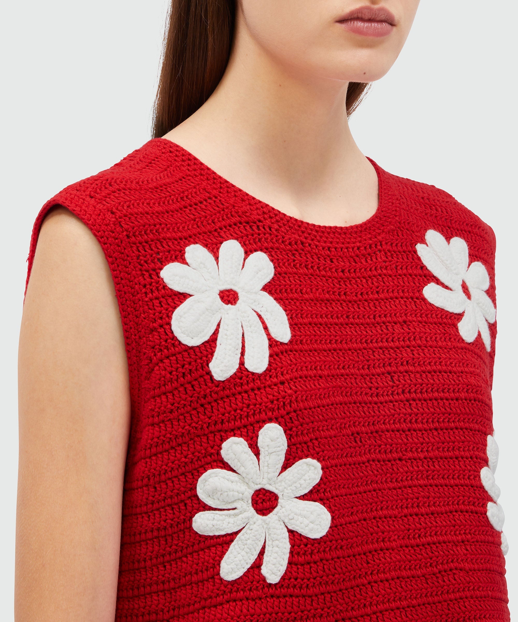 Floral patterned crochet knit top - 5