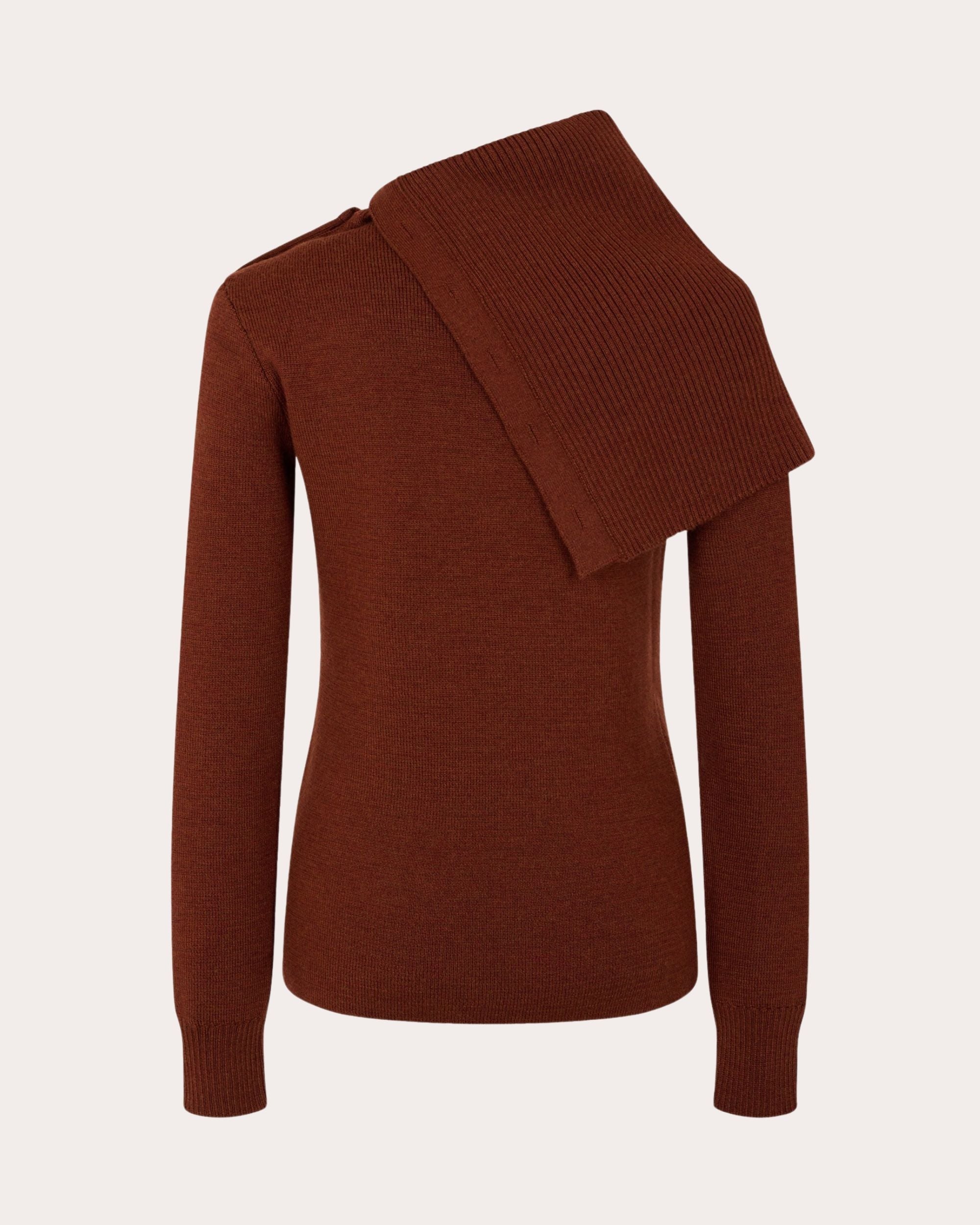 Merino Wool Asymmetric Button Sweater - 2