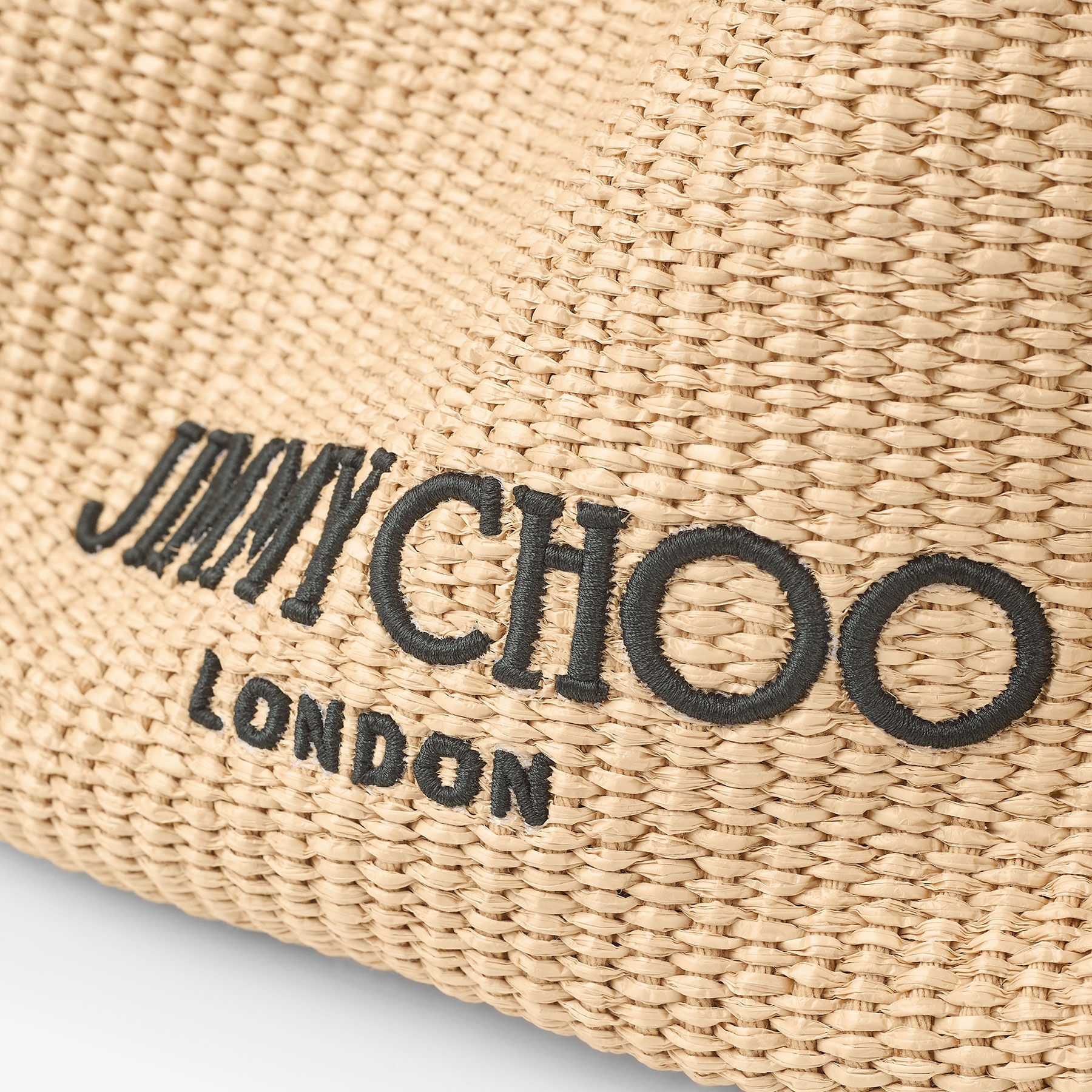 Drawstring Tote L
Natural Soft Raffia Tote with Smooth Calf Leather with Jimmy Choo Logo - 4