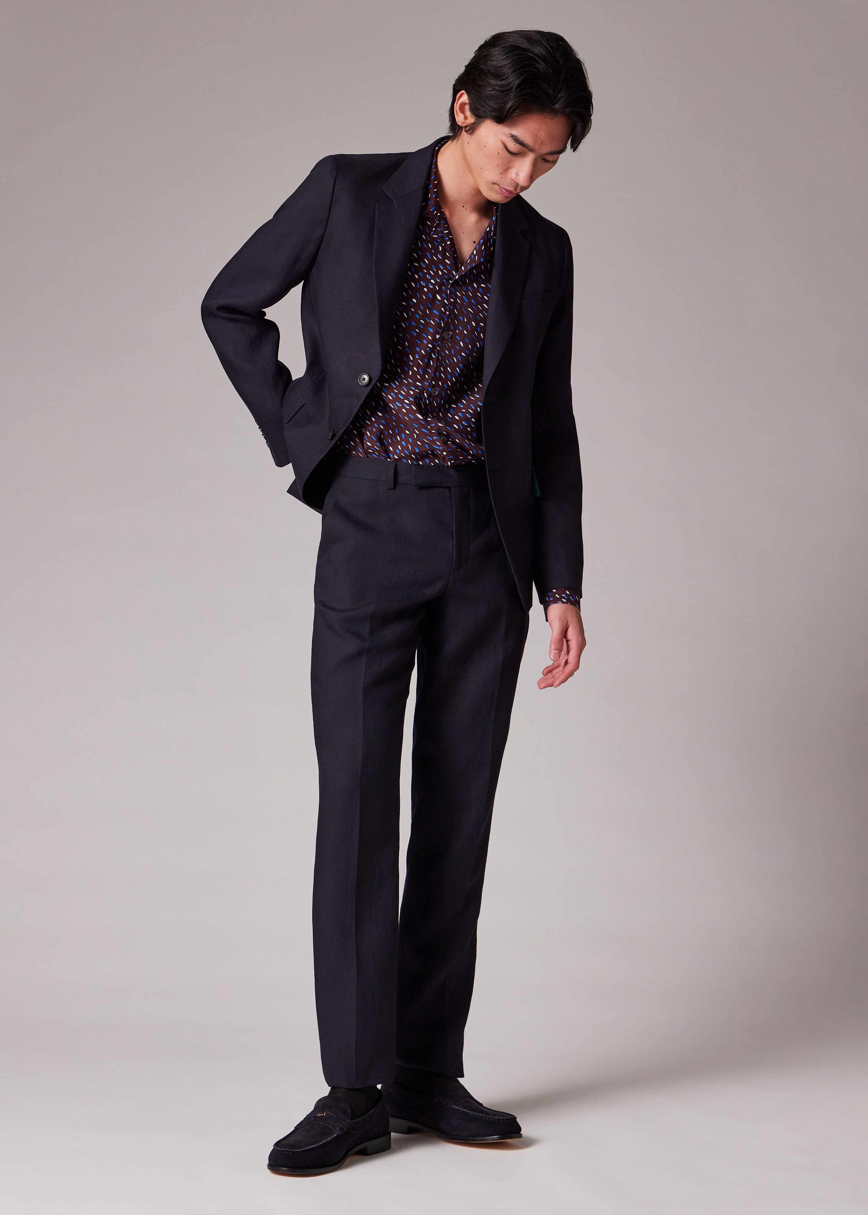 Tapered-Fit Dark Navy Linen Trousers - 7
