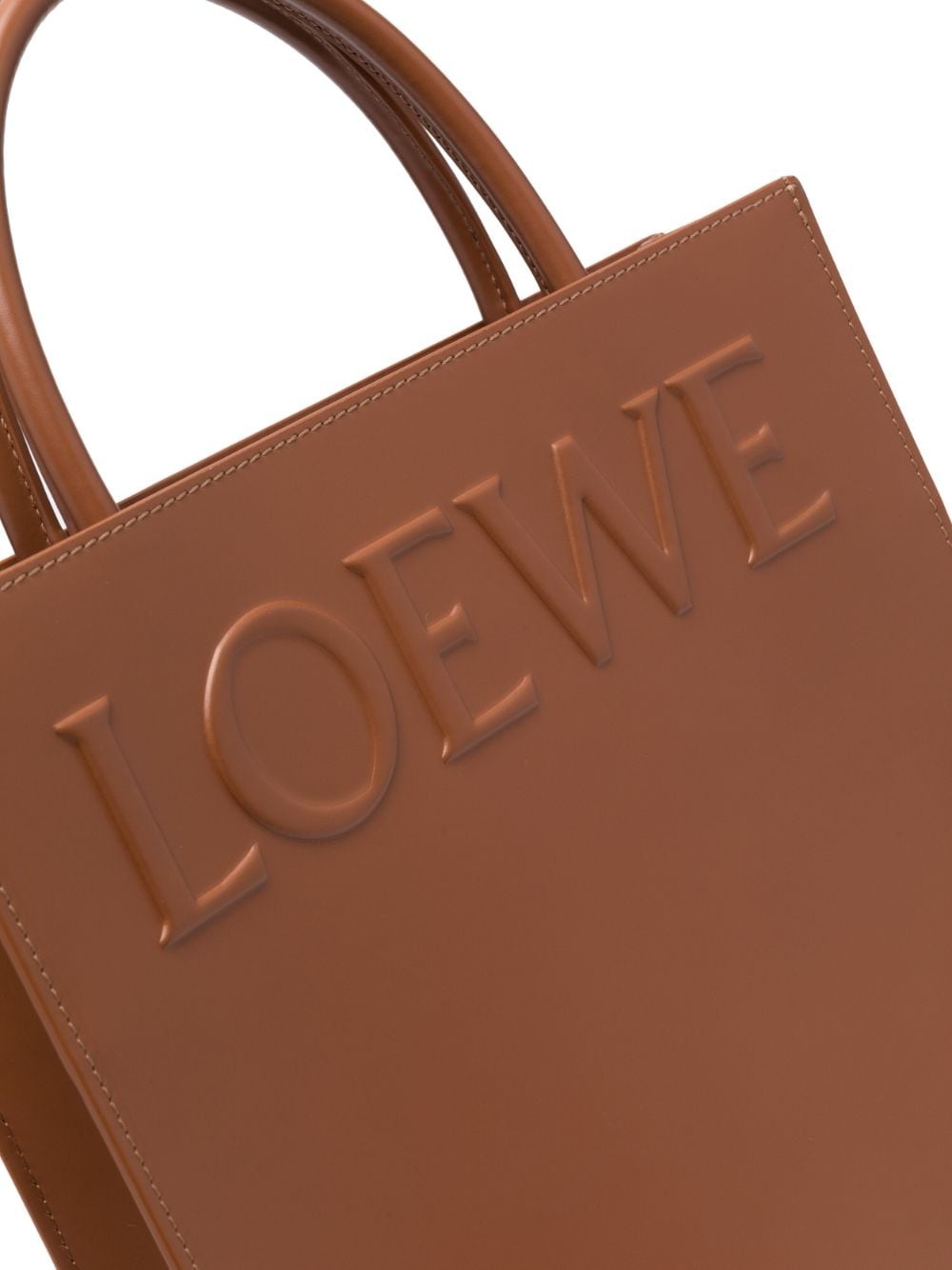 logo-embossed leather tote bag - 4