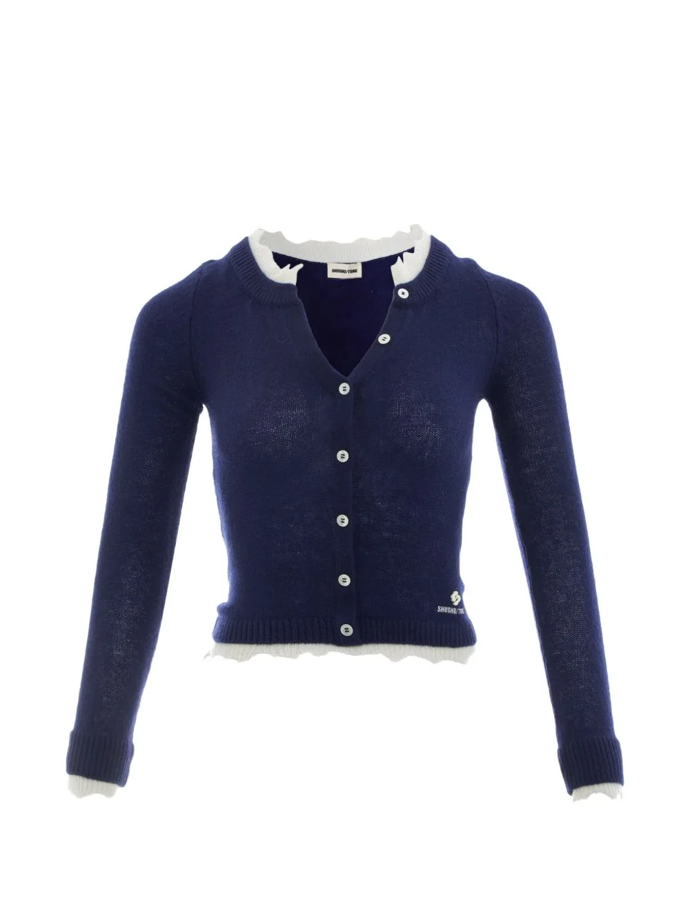 contrast-trim raw-edge cardigan - 1